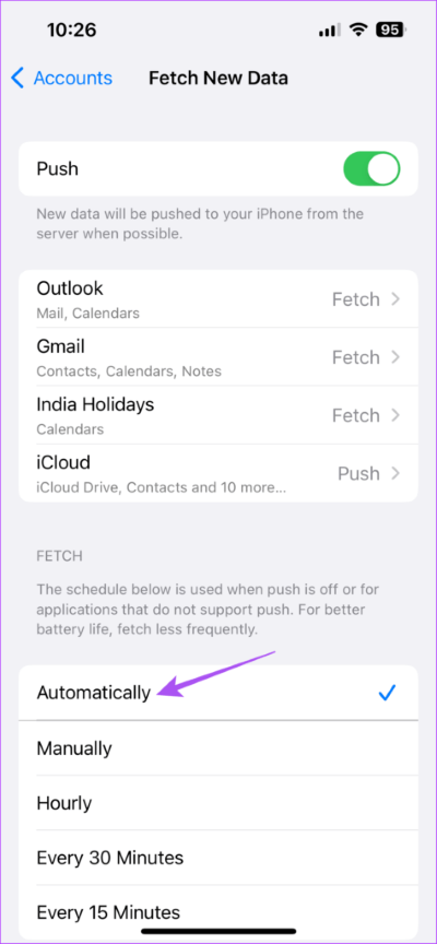 fetch-outlook-calendar-automatically-iphone-474x1024-1 أفضل 8 إصلاحات لعدم تزامن تطبيق Calendar مع Outlook على iPhone