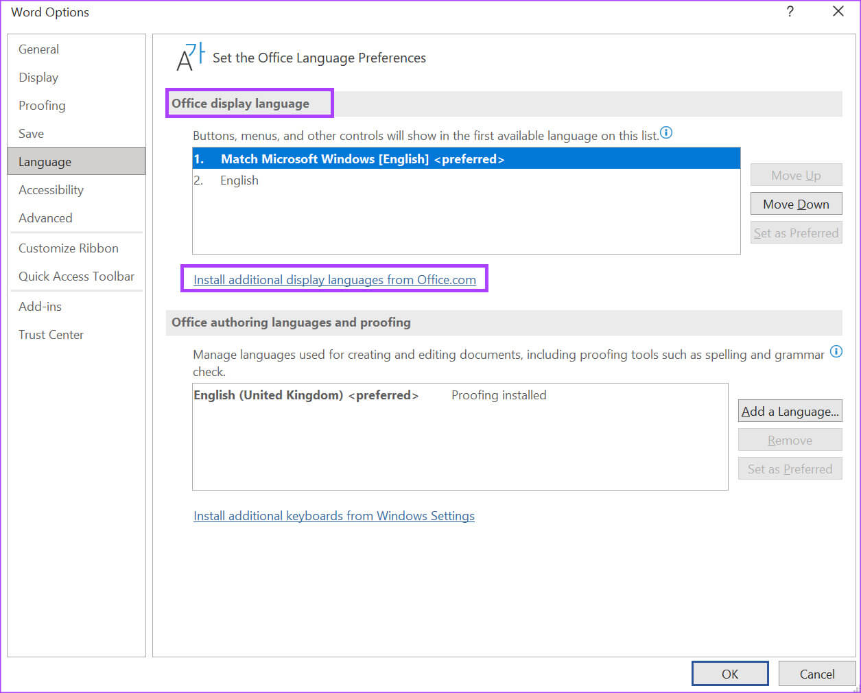 how-to-change-language-in-microsoft-word-2 كيفية تغيير لغة العرض والتحرير في Microsoft Word
