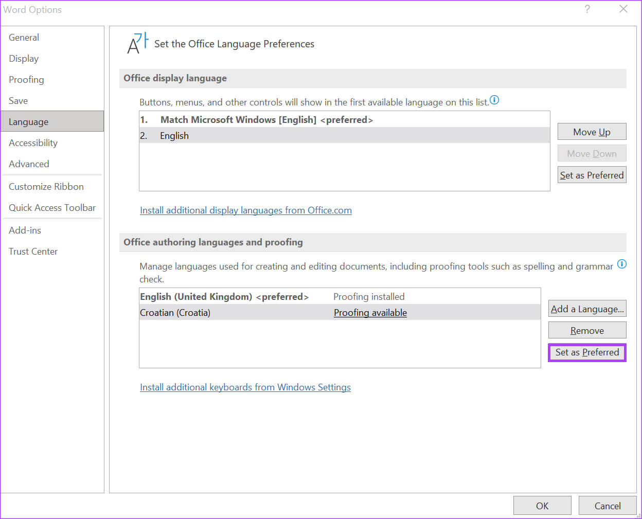 how-to-change-language-in-microsoft-word-8 كيفية تغيير لغة العرض والتحرير في Microsoft Word