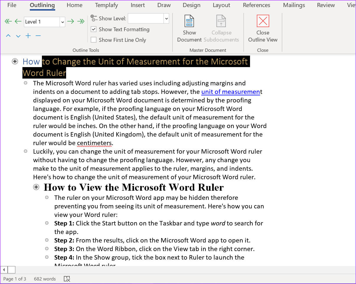 كيفية استخدام عرض المخطط التفصيلي في Microsoft Word - %categories
