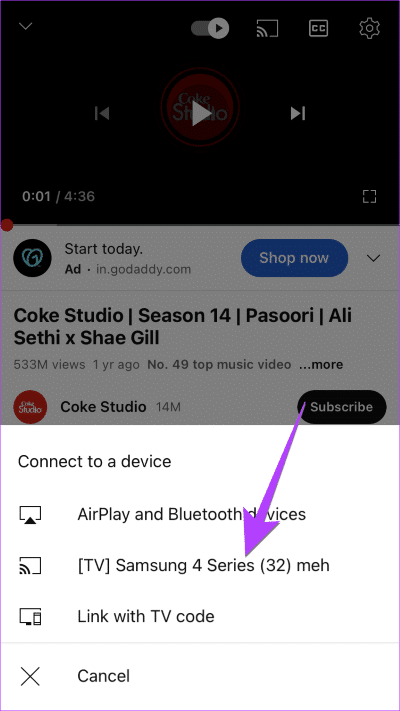 iPhone-Cast-to-Samsung-TV أفضل 4 طرق لبث الفيديو أو عكس شاشة iPhone على Samsung TV