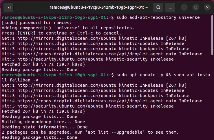 install-fail2ban-linux-01-installing-fail2ban.png كيف تحمي خادمك باستخدام Fail2Ban في Linux