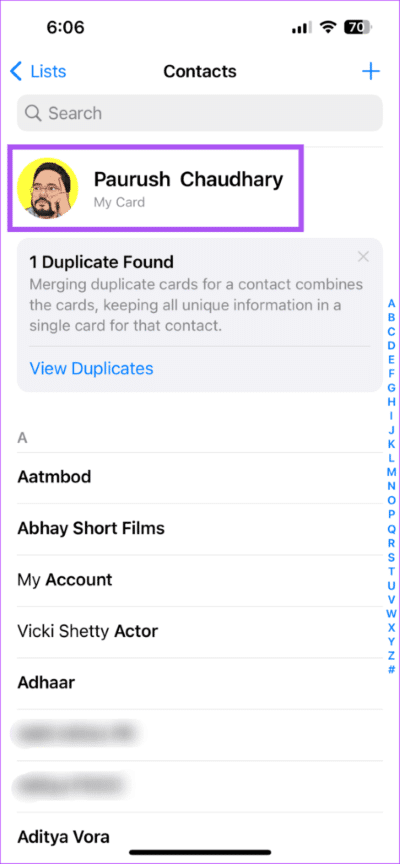 my-card-contacts-app-iphone-474x1024-1 كيفية إضافة أو تغيير عنوان المنزل في Apple Maps على iPhone