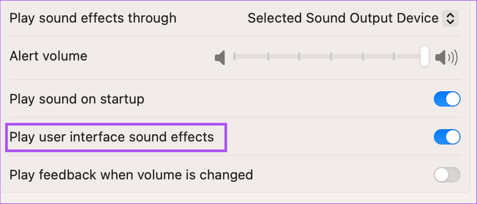 play-user-interface-sound-effects-mac-1 أفضل 7 إصلاحات لعدم عمل صوت تنبيه Safari على Mac