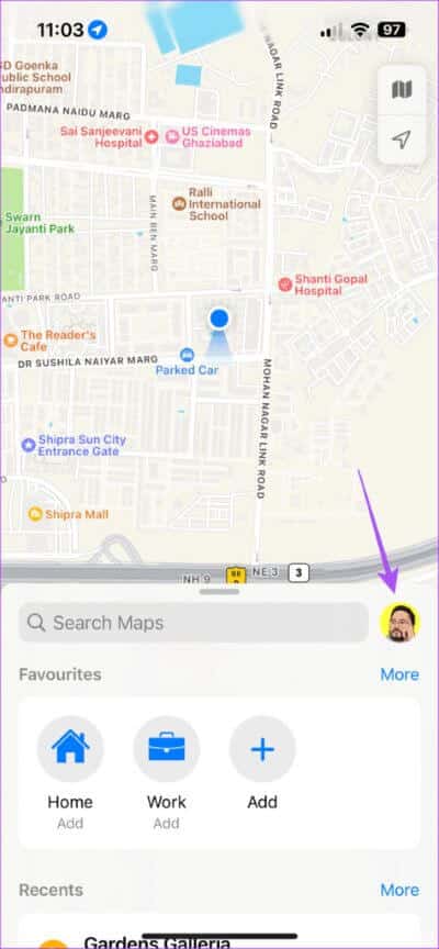 profile-icon-apple-maps-iphone-474x1024-1 كيفية إضافة أو تغيير عنوان المنزل في Apple Maps على iPhone