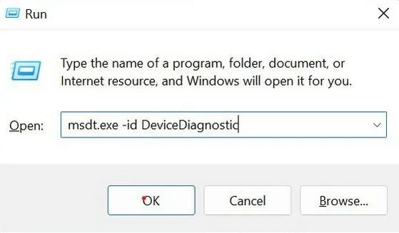 run-device-diagnostic.jpg كيفية إصلاح خطأ "استثناء انتهاك الوصول" على Windows