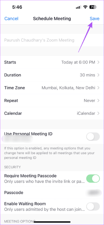 save-edited-meeting-zoom-mobile-app-474x1024-1 كيفية جدولة اجتماعات Zoom على الهاتف المحمول وسطح المكتب والويب