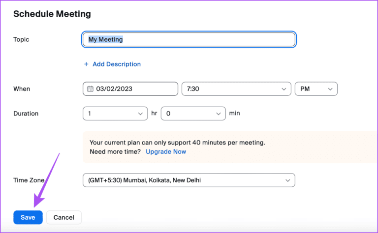 save-scheduled-meeting-zoom-website-768x474-1 كيفية جدولة اجتماعات Zoom على الهاتف المحمول وسطح المكتب والويب