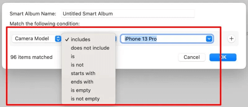 smart-albums-camera-model-condition-800x345.jpg كيفية إنشاء واستخدام الألبومات الذكية في تطبيق الصور على Mac