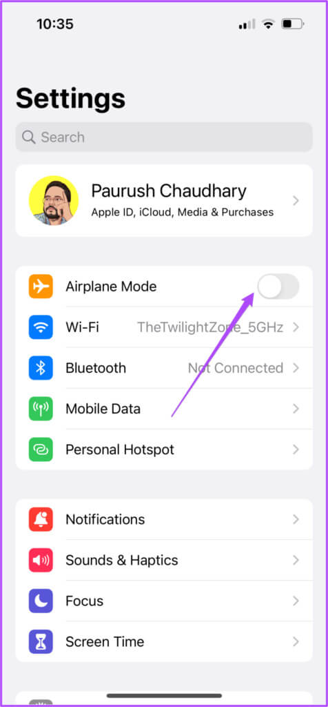 turn-on-airplane-mode-in-iphone-476x1024-1 أفضل 7 إصلاحات لانتقال المكالمات الواردة مباشرة إلى البريد الصوتي على iPhone