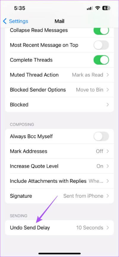 undo-send-delay-mail-settings-iphone-474x1024-1 أفضل 6 إصلاحات لخطأ اختفاء رسائل البريد الإلكتروني من تطبيق Mail على iPhone