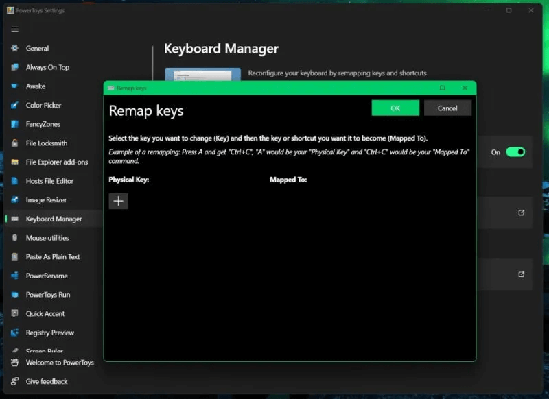7-powertoys-keyboard-manager-remap-800x582.jpg كيفية ضبط زر طباعة الشاشة لفتح أداة القص في Windows