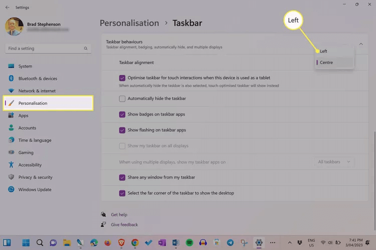 A1-MakeWindows11LookLikeWindows10-annotated-77d52f433b6149fba963b27e57b1fc65 7 طرق لجعل Windows 11 يبدو مثل Windows 10