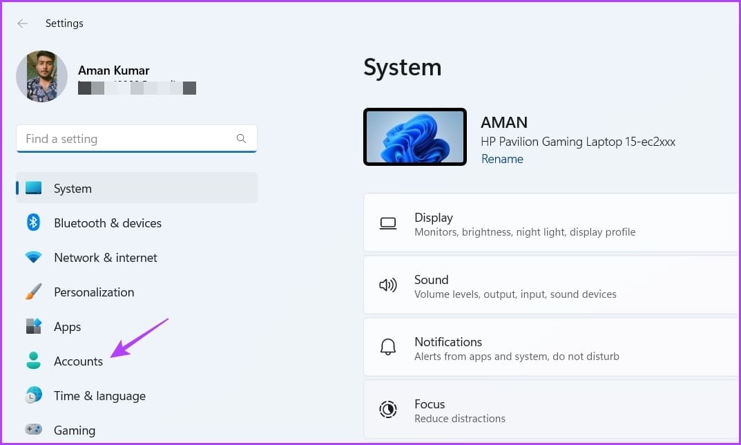 Accounts-2 أفضل 7 طرق لإصلاح خطأ في فتح الملف للكتابة في Windows 11