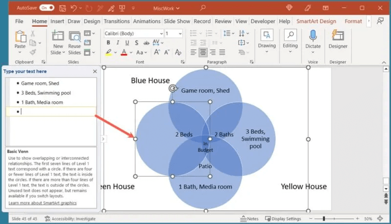 Add-Circle-Text-Pane-Venn-Diagram-PowerPoint-800x459.jpg كيفية إنشاء مخطط Venn في Microsoft PowerPoint