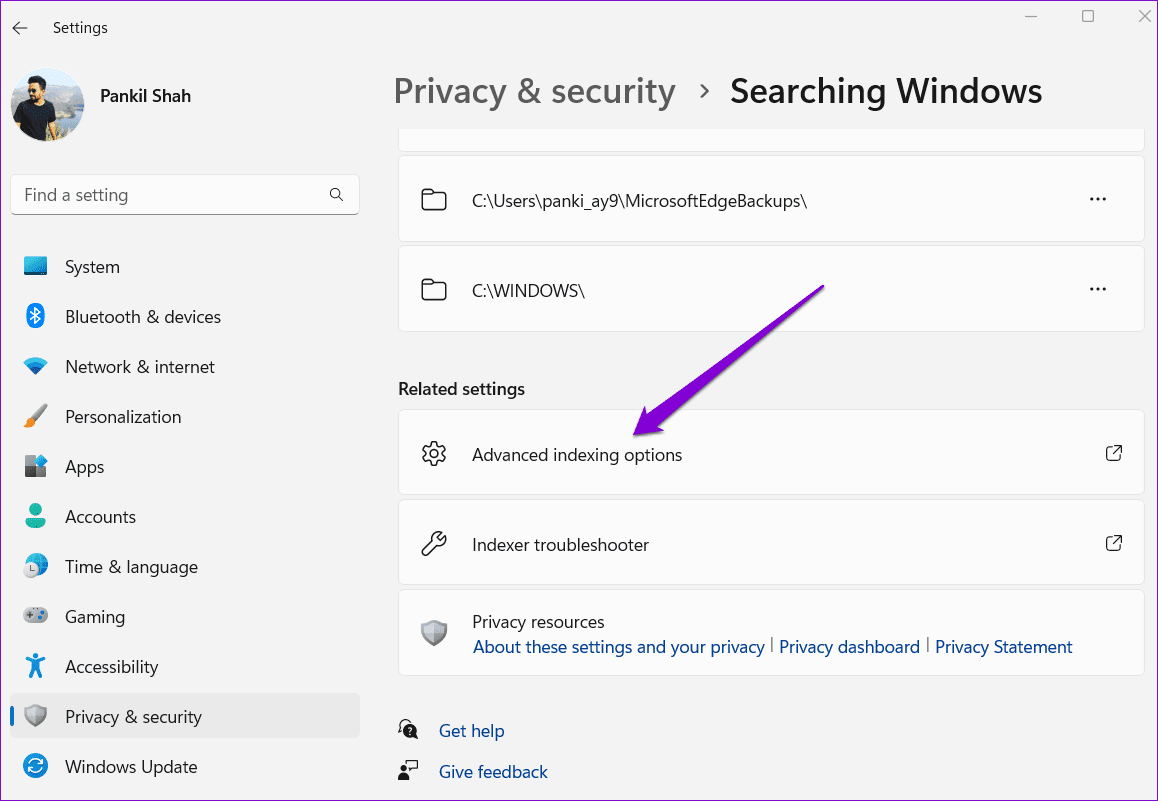 Advanced-Indexing-Options-on-Windows-1 كيفية إعادة إنشاء فهرس البحث في Windows 11