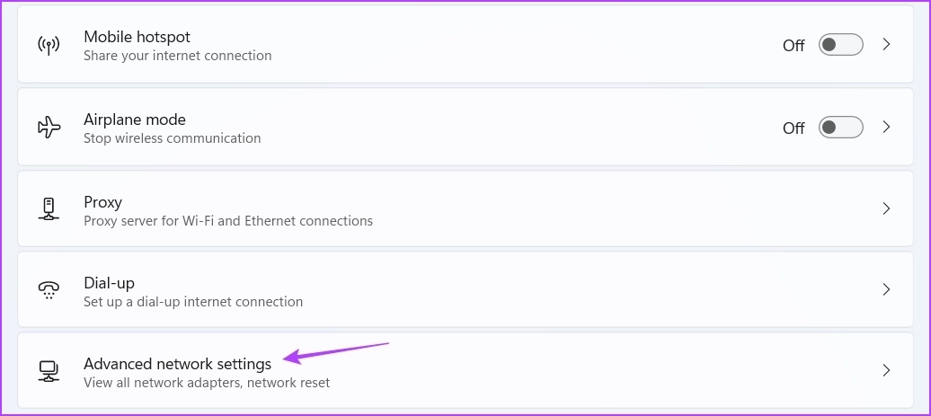 Advanced-network-settings-option 4 أفضل الطرق للتحقق من وقت تشغيل جهاز الكمبيوتر على Windows 11