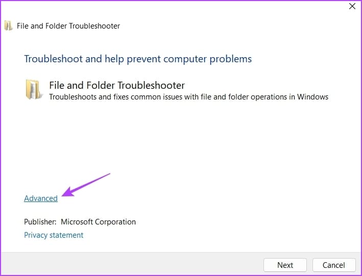 Advanced-option-4 كيفية إصلاح خطأ المجلد المضغوط غير صالح على Windows 11