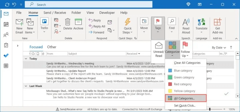 كيفية استخدام فئات Microsoft Outlook لتنظيم البريد الإلكتروني - %categories