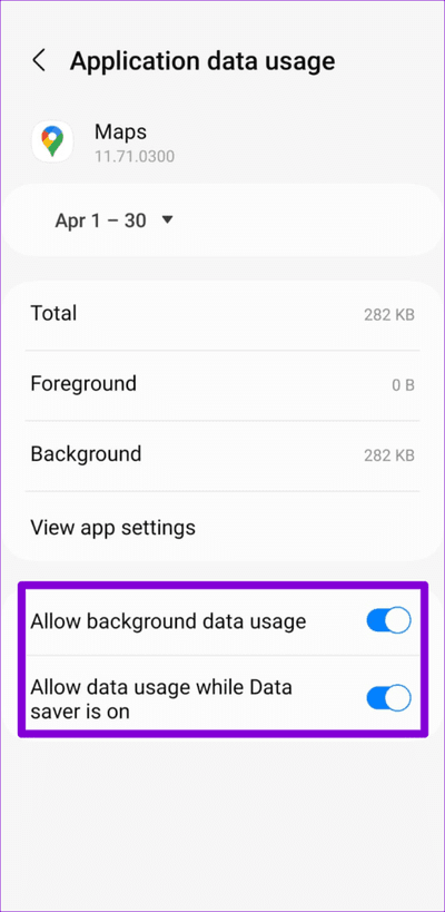 Allow-Background-Data-Usage-to-Google-Maps-500x1024-2 أهم 7 إصلاحات لعدم عمل الخط الزمني لـ Google Maps على Android و iPhone