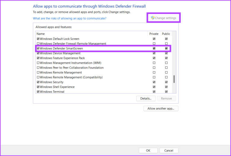 Allow-Smartscreen-Firewall-4-768x521-1 أفضل 7 طرق لإصلاح خطأ لا يمكن الوصول إلى Smartscreen في الوقت الحالي على Windows 11