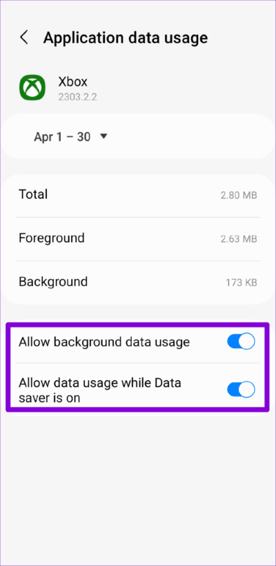 Allow-Unrestricted-Data-to-Xbox-App-on-Android-500x1024-1 أفضل 8 طرق لإصلاح عدم عمل إشعارات تطبيق Xbox على Android و iPhone