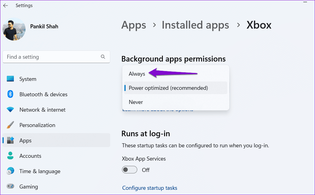 Allow-Xbox-to-Run-in-the-Background-on-Windows أفضل 7 طرق لإصلاح عدم عمل إشعارات تطبيق Xbox على Windows