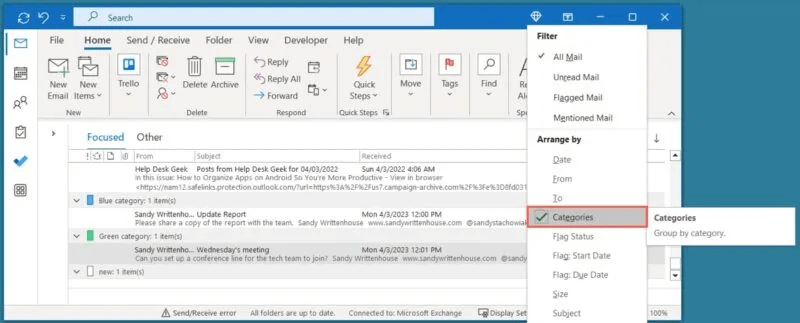 كيفية استخدام فئات Microsoft Outlook لتنظيم البريد الإلكتروني - %categories