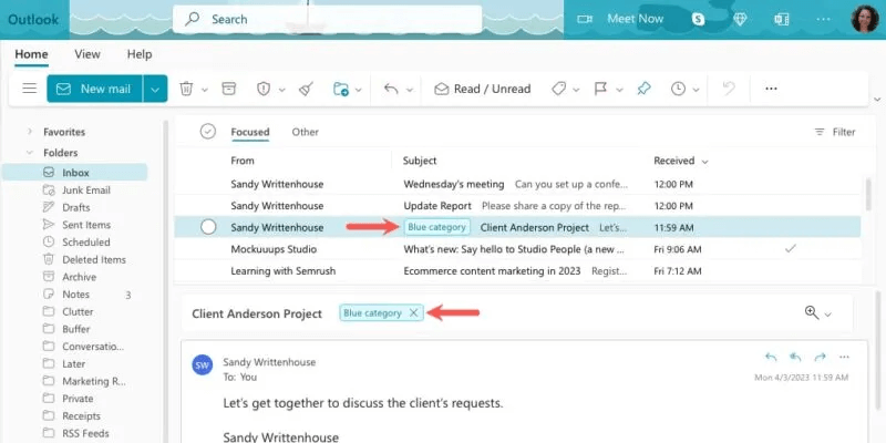 كيفية استخدام فئات Microsoft Outlook لتنظيم البريد الإلكتروني - %categories