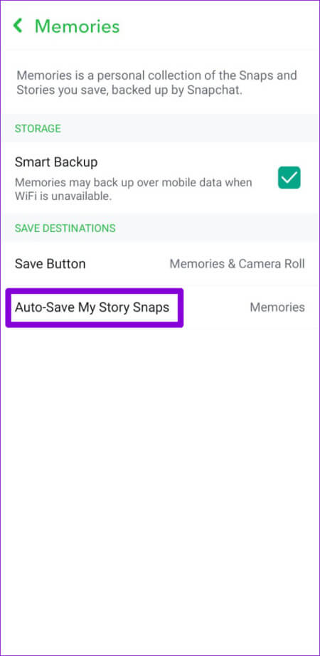 Auto-Save-to-Memories-in-Snapchat-500x1024-1 أفضل 7 طرق لإصلاح عدم الاحتفاظ بنسخة احتياطية من الذكريات على Snapchat على Android و iPhone
