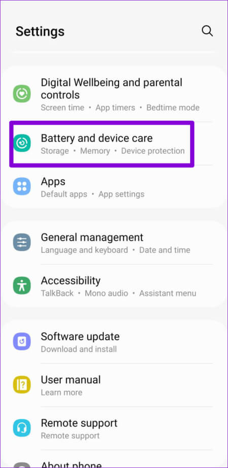 Battery-and-Device-Care-on-Samsung-Phone-4-500x1024-1 أفضل 7 طرق لإصلاح عدم الاحتفاظ بنسخة احتياطية من الذكريات على Snapchat على Android و iPhone