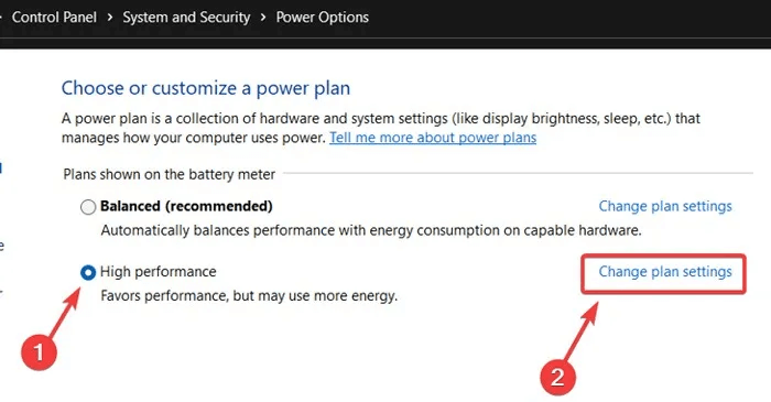 CPU-Usage-Choose-a-power-plan-and-click-on-change-plan-settings.jpg كيفية الحد من استخدام وحدة المعالجة المركزية للتطبيق في Windows