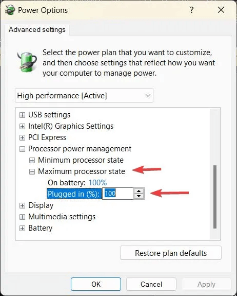 CPU-Usage-Expand-maximum-processor-state-and-change-the-percentage.jpg كيفية الحد من استخدام وحدة المعالجة المركزية للتطبيق في Windows