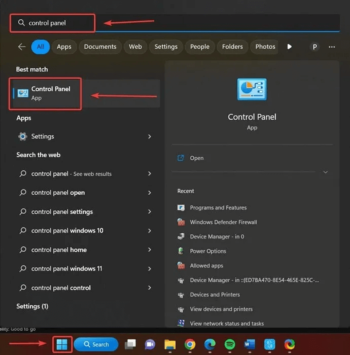 CPU-Usage-Open-control-panel-Start.jpg كيفية الحد من استخدام وحدة المعالجة المركزية للتطبيق في Windows