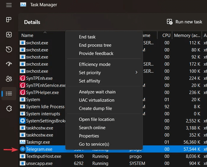 CPU-Usage-Right-click-on-the-desired-process.jpg كيفية الحد من استخدام وحدة المعالجة المركزية للتطبيق في Windows