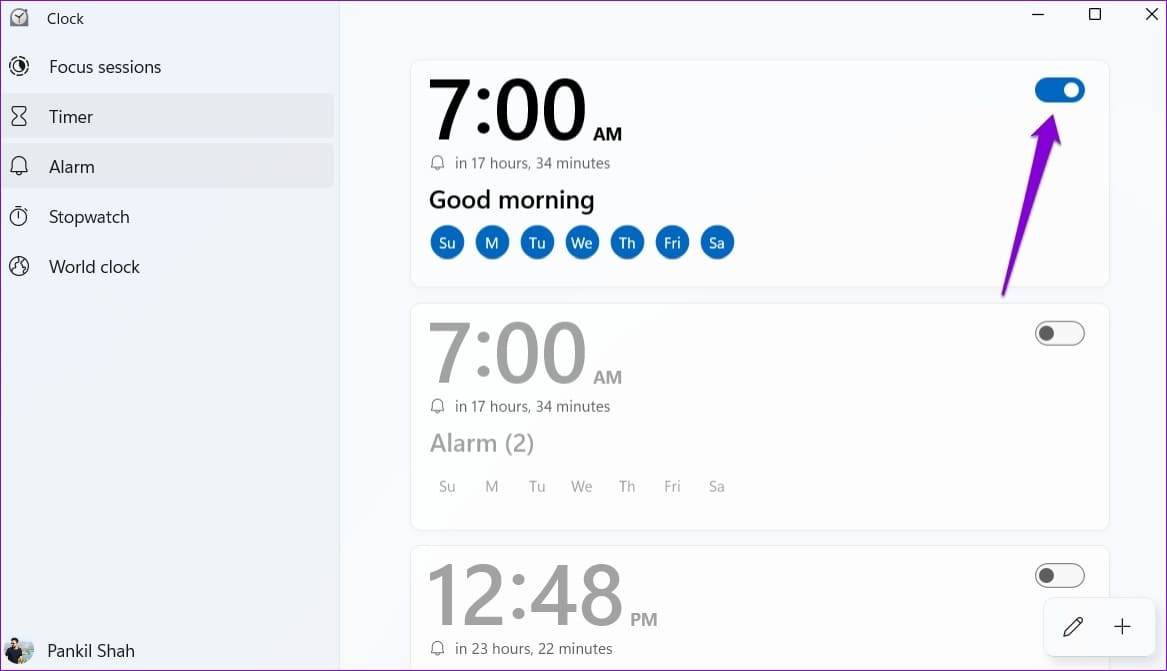Cancel-an-Alarm-in-Windows-11 كيفية ضبط وتحرير وحذف المنبه في Windows 11