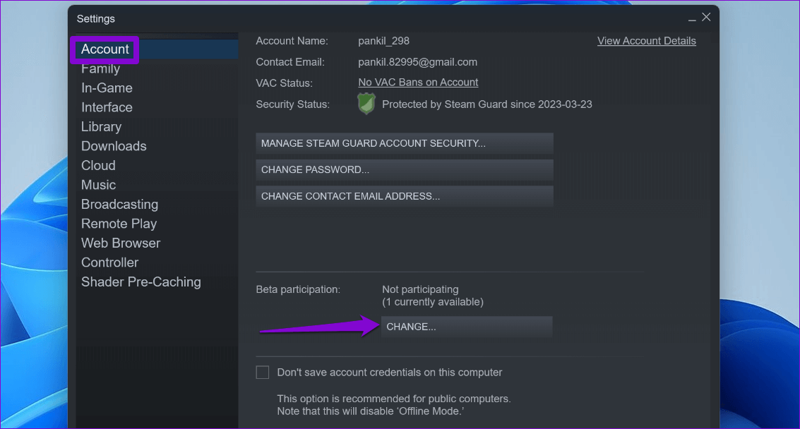 Change-Beta-Particiption-in-Steam أفضل 10 طرق لإصلاح استمرار تعطل Steam على Windows 11