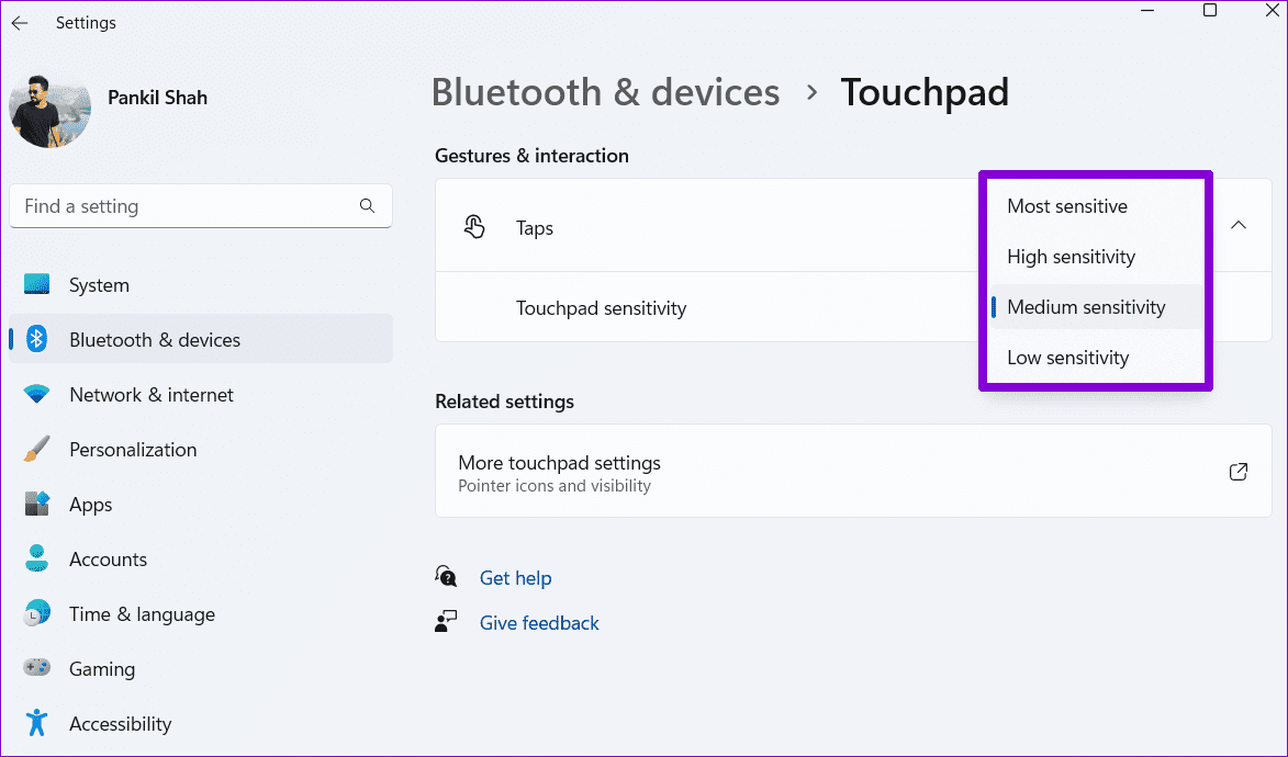 Change-Touchpad-Sensitivity-via-the-Windows-Settings-App أفضل 3 طرق لزيادة أو تقليل حساسية لوحة اللمس على أجهزة الكمبيوتر المحمولة Windows 11