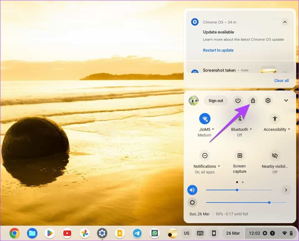 Chromebook-Lock-from-Quick-Settings 5 طرق لقفل شاشة Chromebook