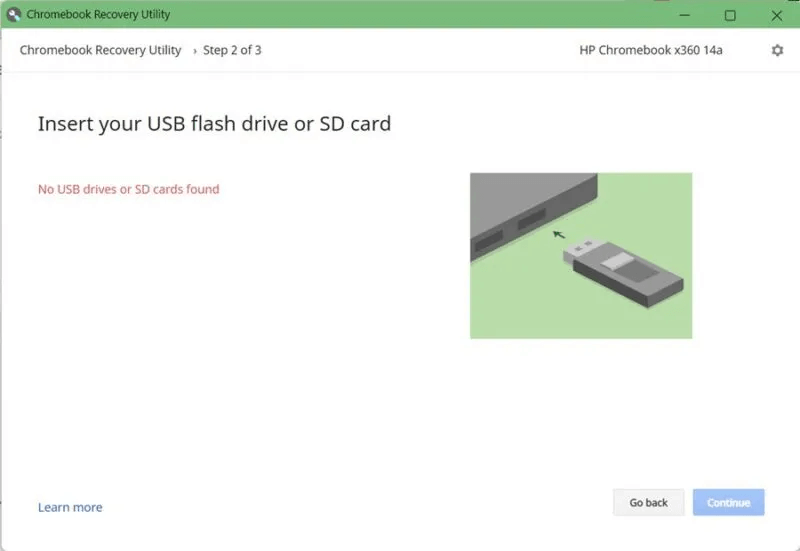 Chromebook-Recovery-Tool-Insert-USB-800x551.jpg كيفية إصلاح خطأ "ChromeOS مفقود أو تالف"