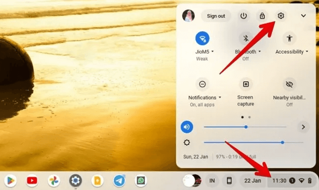 Chromebook-Settings-Open.jpg كيفية تغيير كلمة مرور جهاز Chromebook