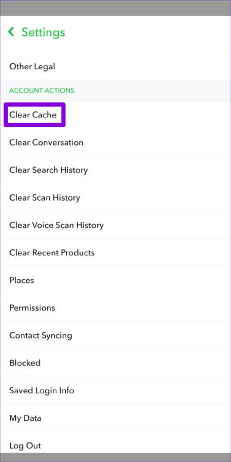 Clear-Snapchat-Cache-Data-2-512x1024-1 أفضل 7 طرق لإصلاح عدم الاحتفاظ بنسخة احتياطية من الذكريات على Snapchat على Android و iPhone