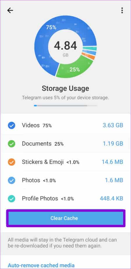 Clear-Telegram-App-Cache-500x1024-1 أفضل 8 طرق لإصلاح عدم فتح الروابط في Telegram