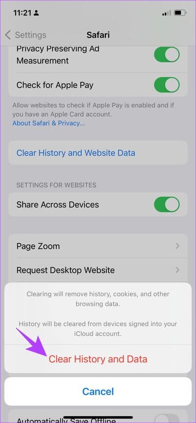 Click-on-Clear-History-and-Data-1 كيفية مسح سجل تصفح Safari على iPhone و iPad و Mac