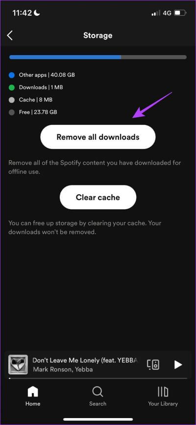 Click-on-Remove-All-Downloads-iOS-1 كيفية تنزيل الموسيقى والبودكاست على Spotify للاستماع دون اتصال