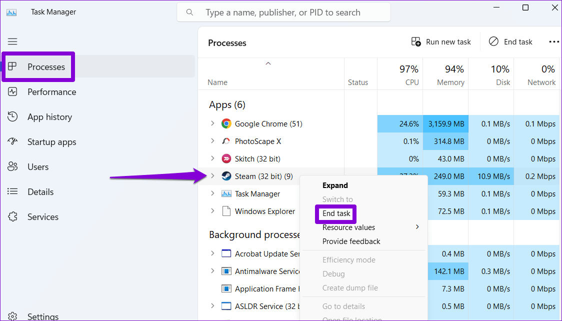 Close-Steam-in-Windows أفضل 10 طرق لإصلاح استمرار تعطل Steam على Windows 11