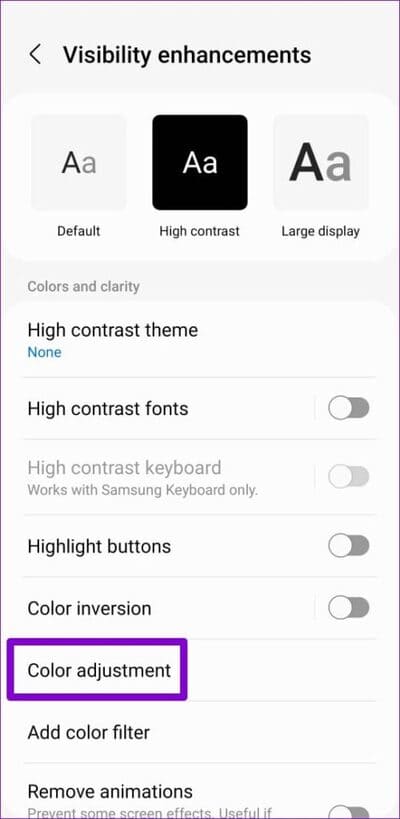 Color-Adjustment-Settings-on-Samsung-Phone-500x1024-1 أفضل 9 طرق لإصلاح شاشة Netflix السوداء مع مشكلة في الصوت على الهاتف المحمول وسطح المكتب