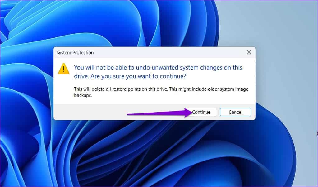 Confirm-Delete-All-Restore-Point-in-Windows كيفية حذف نقاط استعادة النظام القديمة في Windows 11