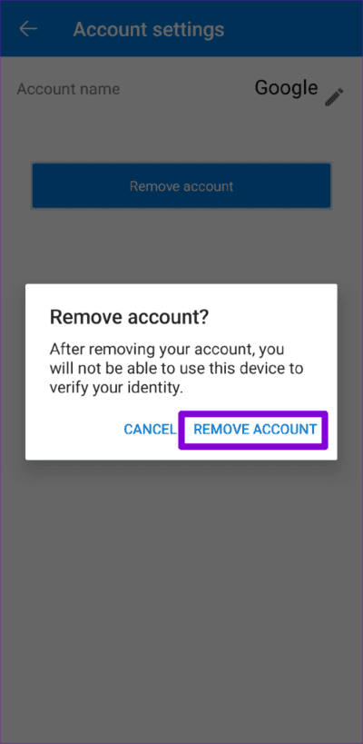 Confirm-Remove-Account-to-Microsoft-Authenticator-500x1024-1 أفضل 7 طرق لإصلاح عدم عمل Microsoft Authenticator على Android و iPhone
