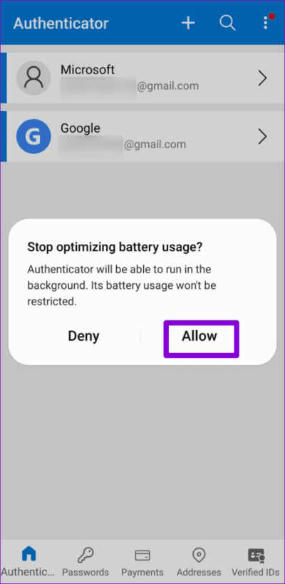 Confirm-Turn-Off-Battery-Optimization-for-Microsoft-Authenticator-on-Android-500x1024-1 أفضل 7 طرق لإصلاح عدم عمل Microsoft Authenticator على Android و iPhone